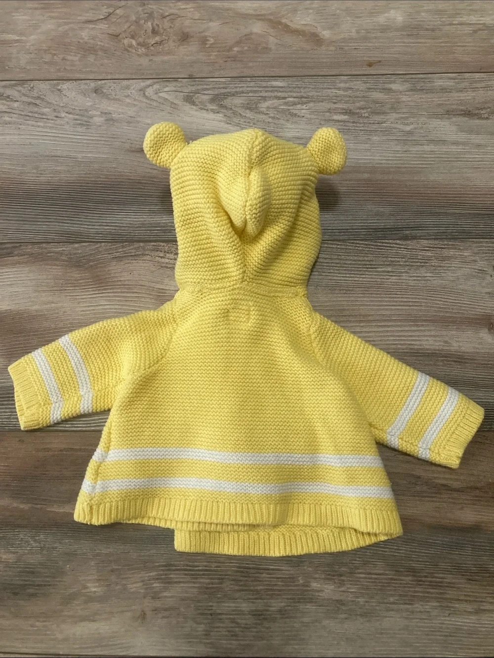Baby Gap 3-6 months Yellow Eared Hooded Button Sweater